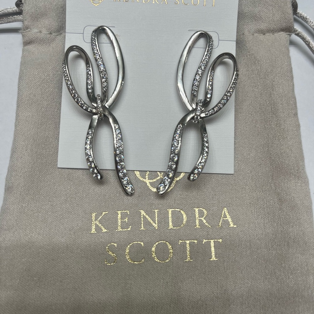 Kendra Scott Sasha Silver Crystal Bow Earrings